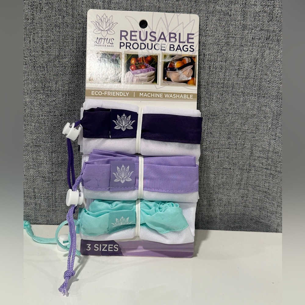 Lotus reusable produce bags. 3 sizes. NWT.